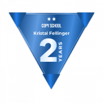Badge showing two years of membership in Copy School copywriting course